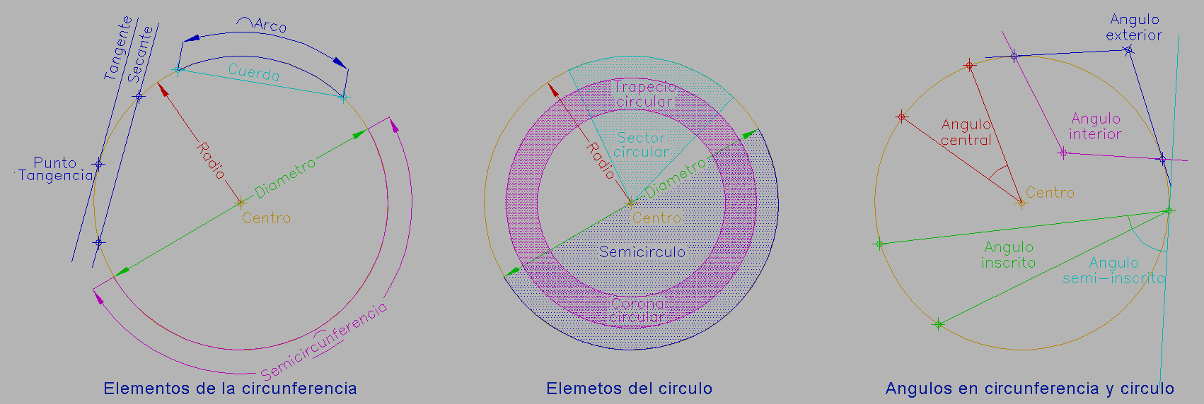 Elementos de la circunferencia y el círculo
