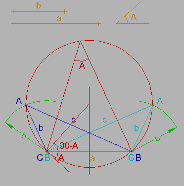 Construir un triángulo conociendo un lado, su ángulo opuesto y otro lado
