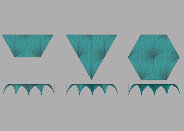 Combinación de Bóvedas cilíndrica triangulares